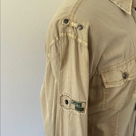 Men's Casual Button Down Shirt - Tan - Picture 5 of 16